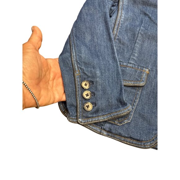 Theory Womens Denim Blazer Jacket Patty L Louisiana Style Size S Blue Button Fro - Picture 7 of 16